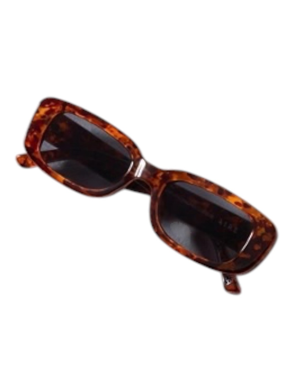 90s Inspired Slim Rectangle Sunglasses Tortoiseshell Womens
